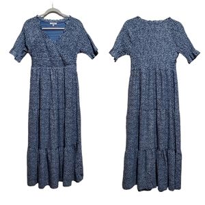 Polagram Smocked Tiered Floral Midi Dress Size M